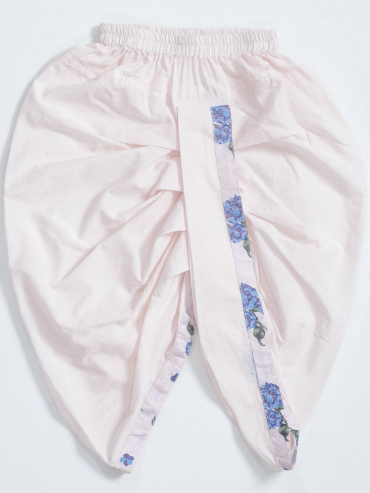 Rose Water Floral Muslin Kurta with Cotton Dhoti | SHOBITAM