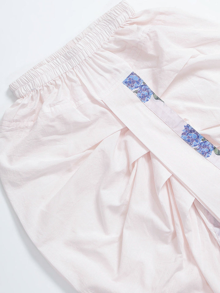 Rose Water Floral Muslin Kurta with Cotton Dhoti | SHOBITAM