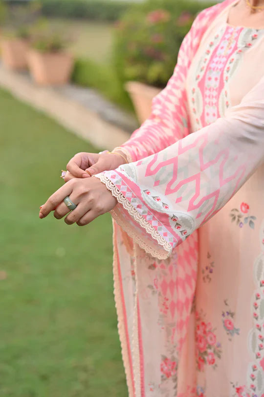 Peach and Pink Breezy Summer Lacy Suit Set -SET OF-3 | SHOBITAM