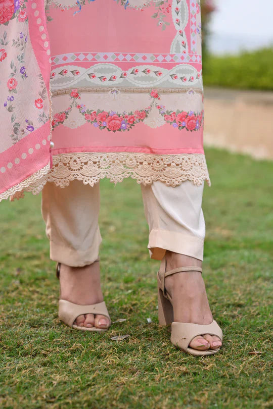 Peach and Pink Breezy Summer Lacy Suit Set -SET OF-3 | SHOBITAM