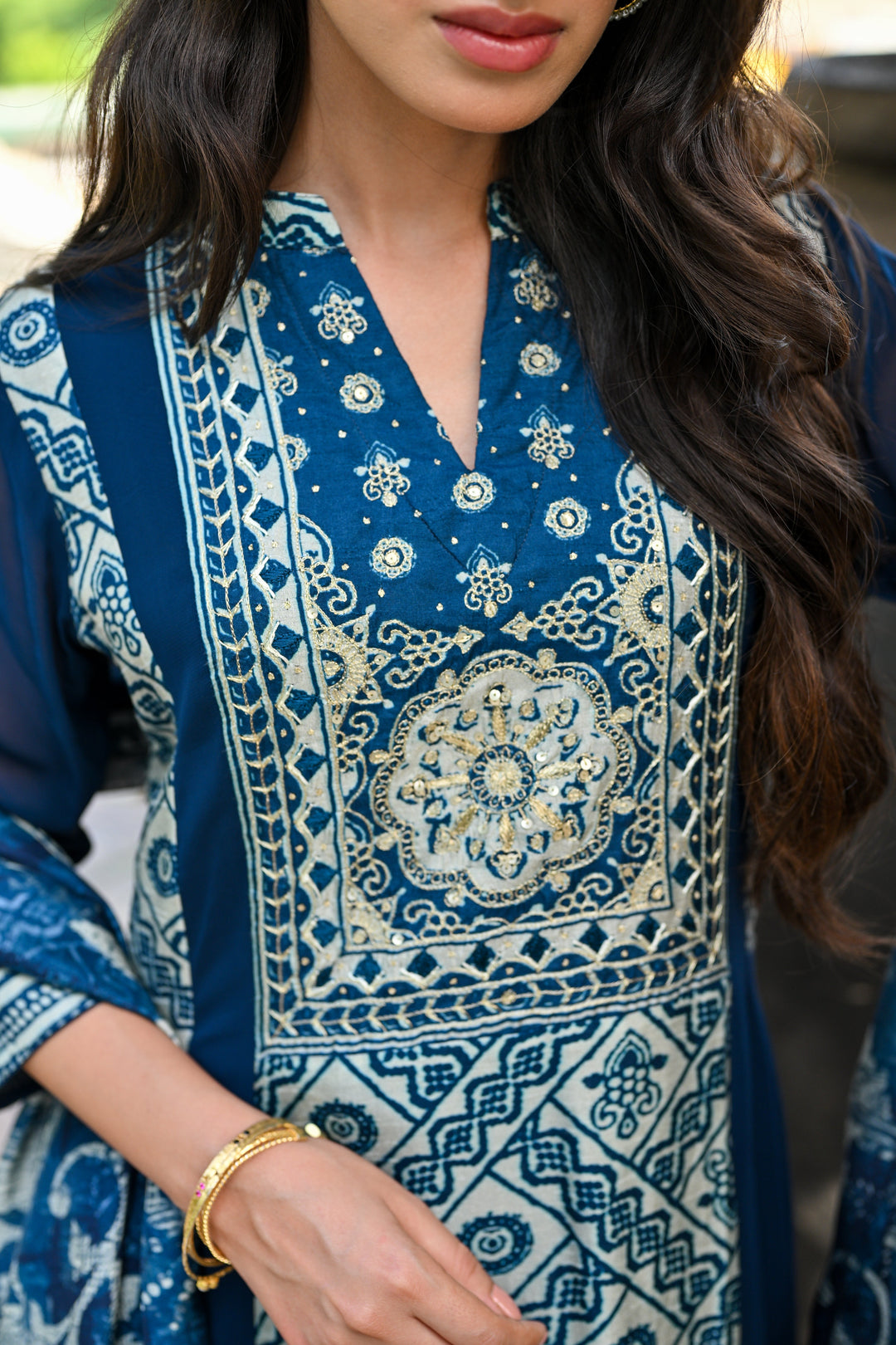 Royal Blue Shehzadi Anarkali Georgette Suit Set- SET OF-3 | SHOBITAM