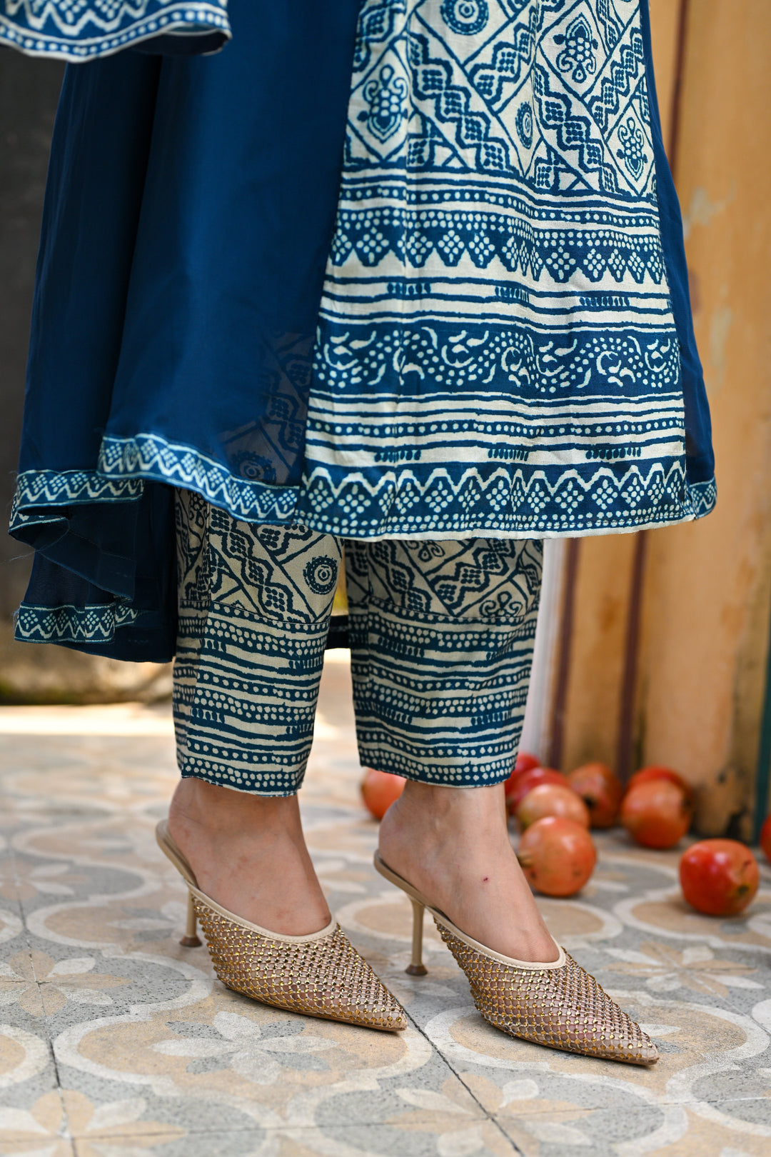 Royal Blue Shehzadi Anarkali Georgette Suit Set- SET OF-3 | SHOBITAM