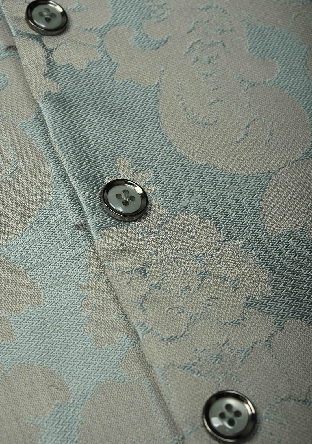 Size 40 : Women's Slate Blue-Gray Silk Blend Waistcoat with Self Brocade