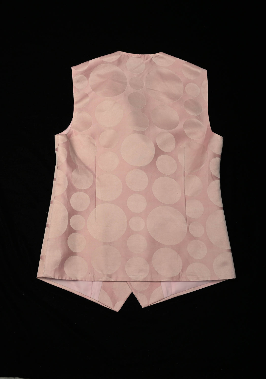 Size 40 : Women's Baby Pink Silk Blend Waistcoat with Self Polka Dot Buttas