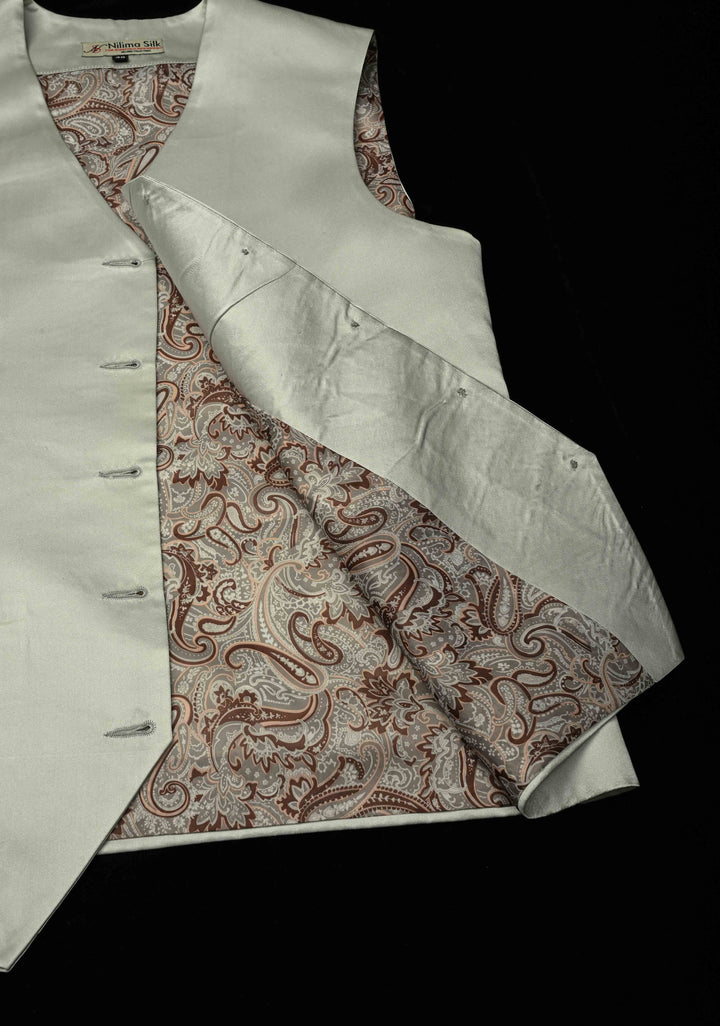 Size 40 : Women's Smokey Gray Silk Jacket / Waistcoat