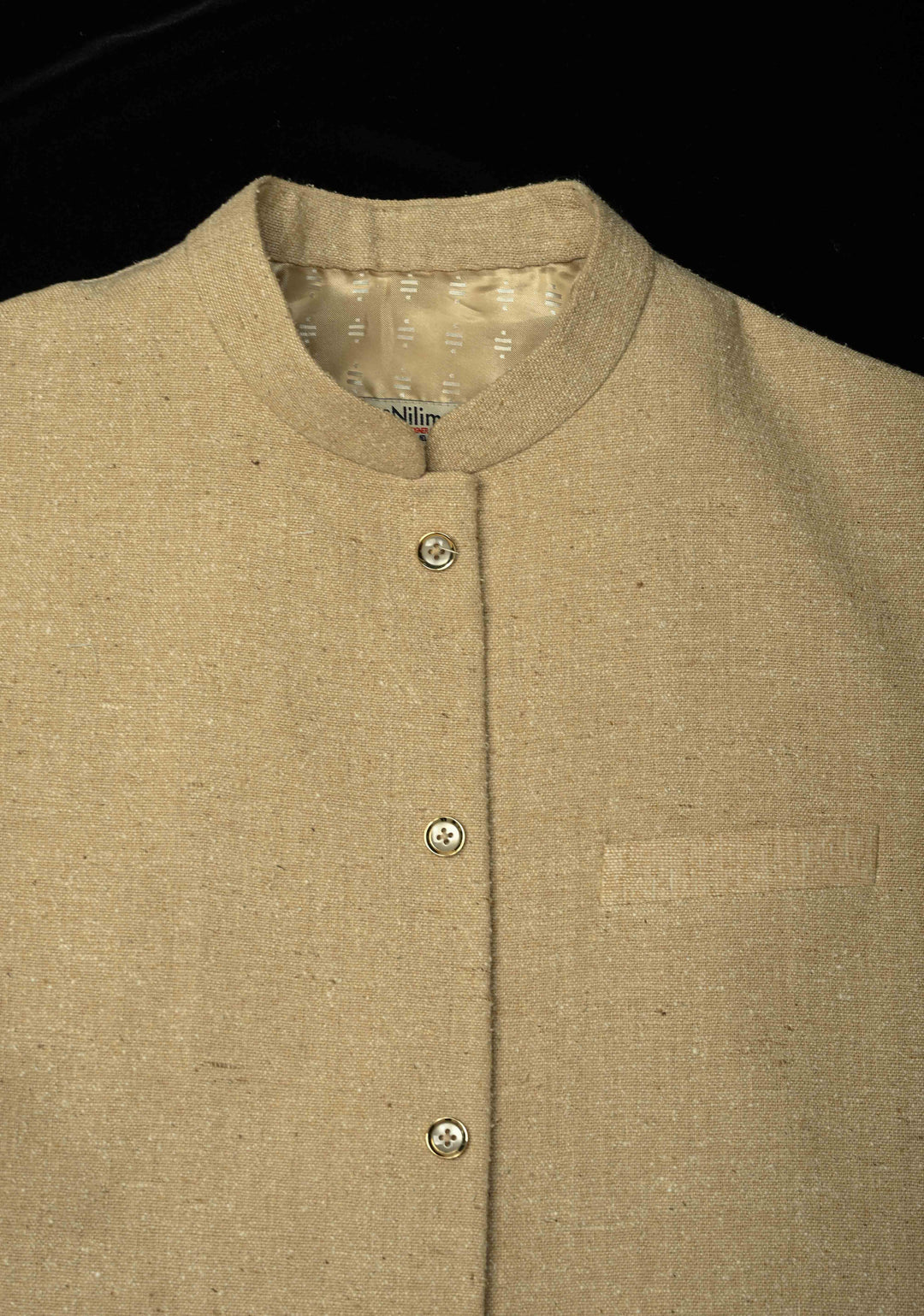 Size 40 : Kora Color Men's Jute Silk Nehru Jacket / Waistcoat