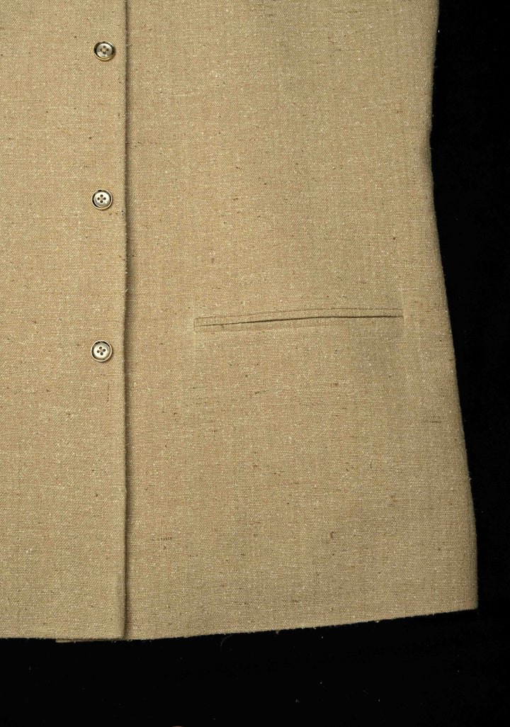 Size 40 : Kora Color Men's Jute Silk Nehru Jacket / Waistcoat