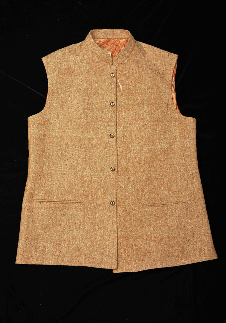 Size 40 : Peach Men's Jute Silk Nehru Jacket / Waistcoat