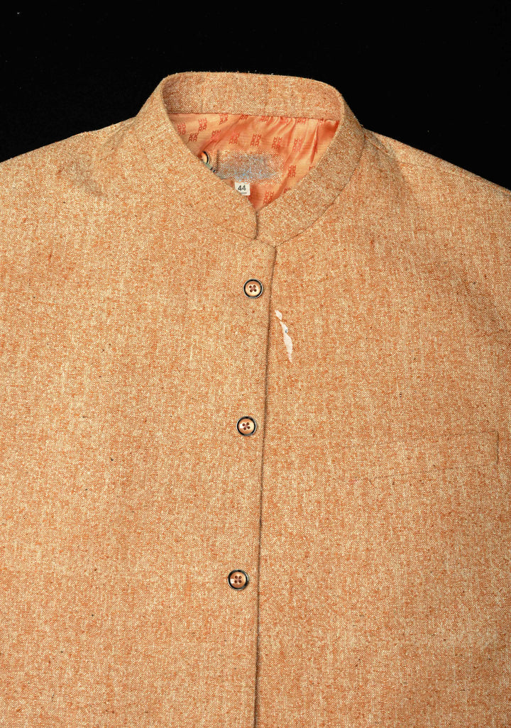 Size 40 : Peach Men's Jute Silk Nehru Jacket / Waistcoat