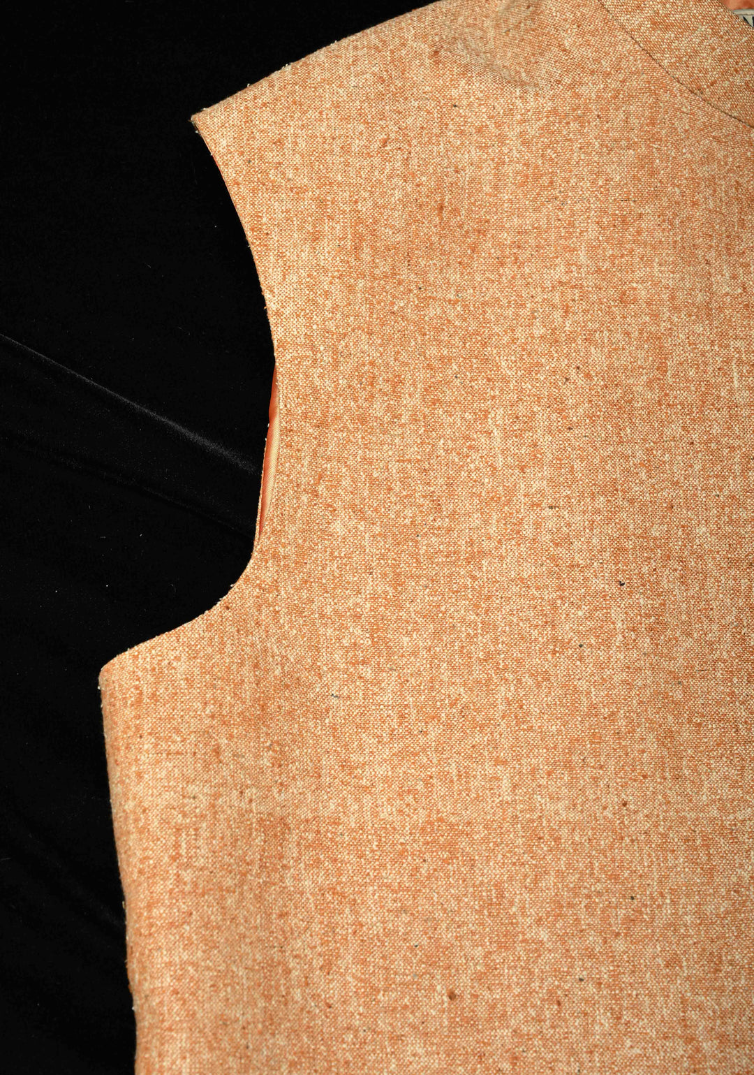 Size 40 : Peach Men's Jute Silk Nehru Jacket / Waistcoat