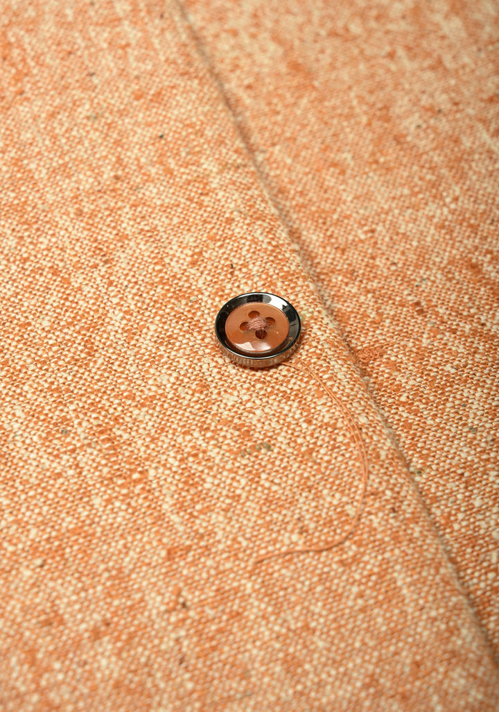 Size 40 : Peach Men's Jute Silk Nehru Jacket / Waistcoat