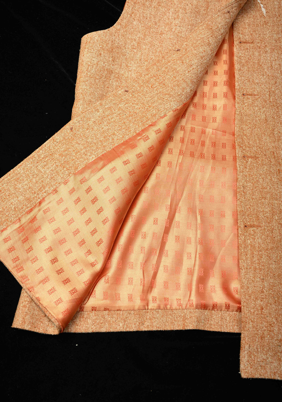 Size 40 : Peach Men's Jute Silk Nehru Jacket / Waistcoat