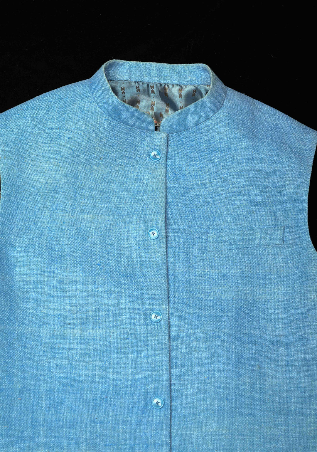 Size  : Men's Pastel Blue Jute Silk Nehru Jacket / Waistcoat