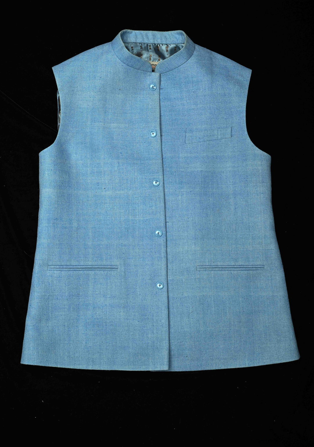 Size  : Men's Pastel Blue Jute Silk Nehru Jacket / Waistcoat