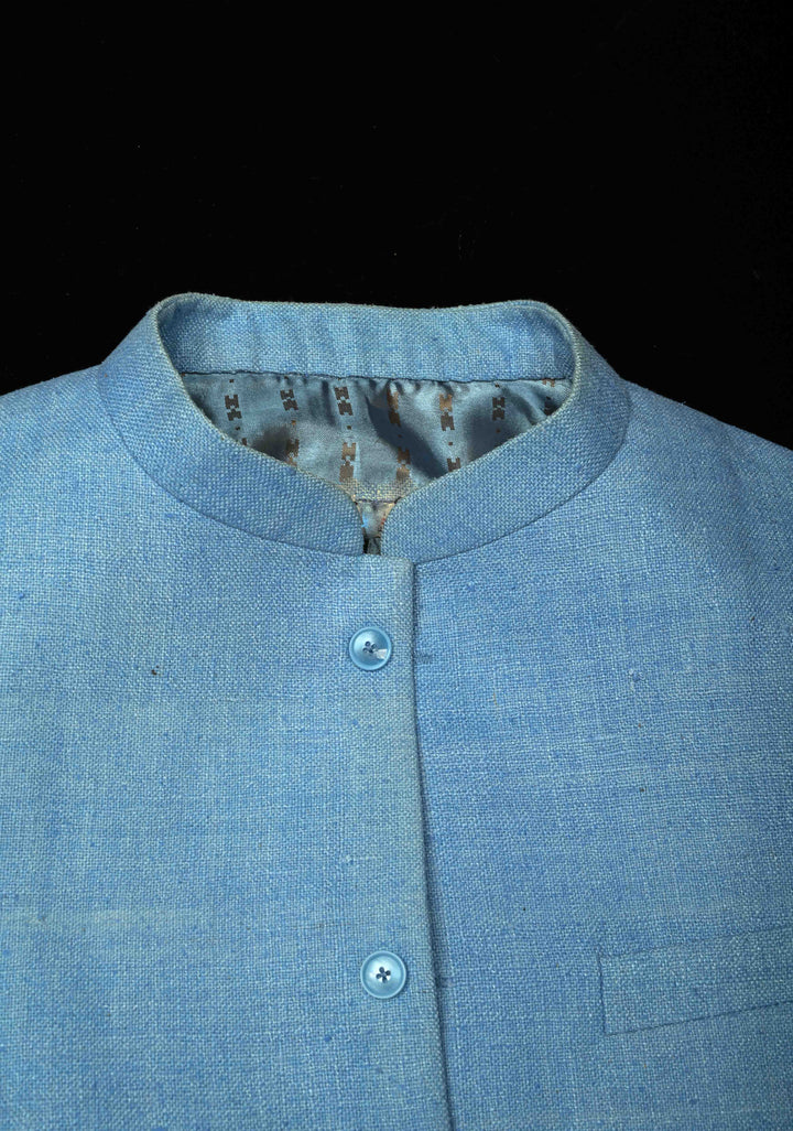 Size  : Men's Pastel Blue Jute Silk Nehru Jacket / Waistcoat