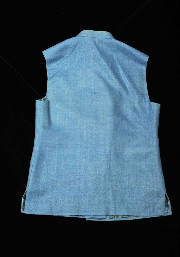 Size  : Men's Pastel Blue Jute Silk Nehru Jacket / Waistcoat