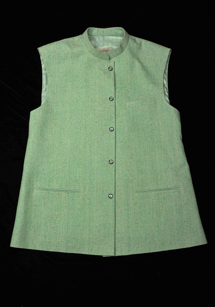 Size 44 : Men's Mint Green Jute Silk Nehru Jacket / Waistcoat