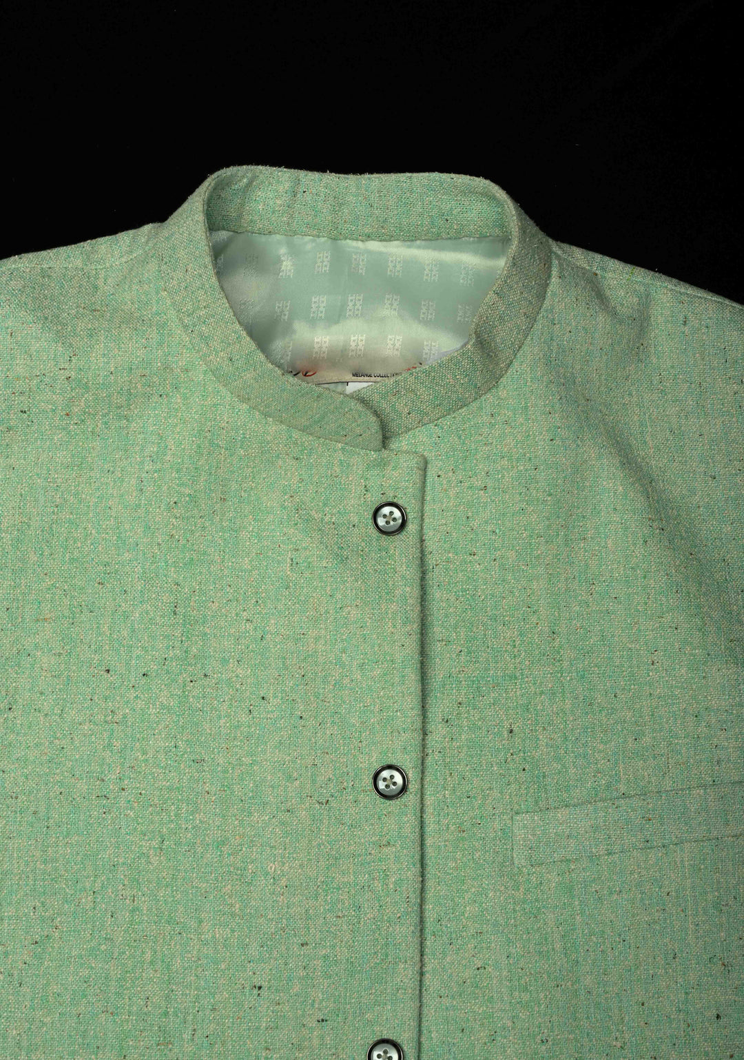 Size 44 : Men's Mint Green Jute Silk Nehru Jacket / Waistcoat