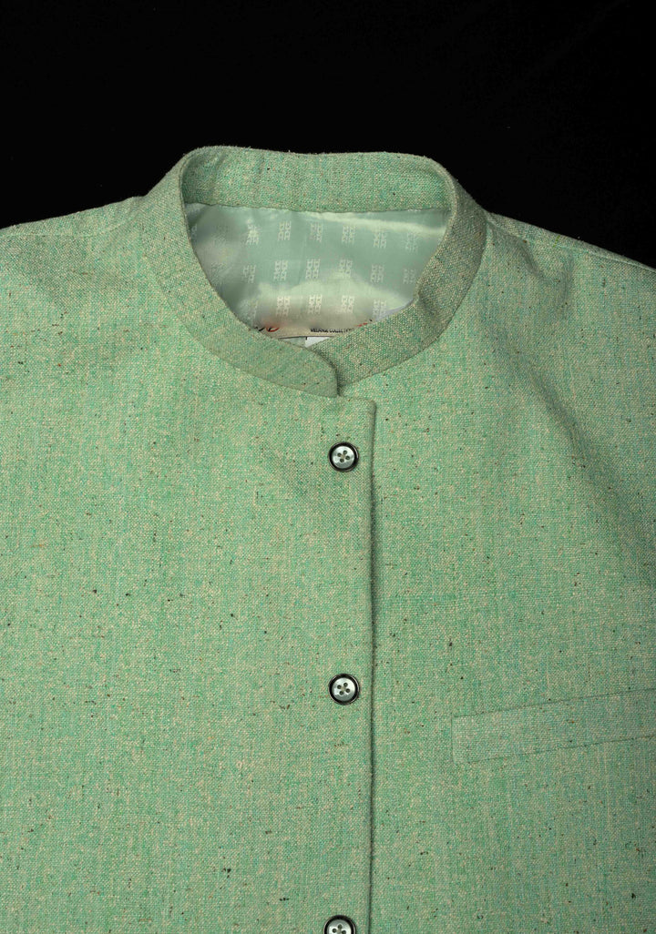 Size 44 : Men's Mint Green Jute Silk Nehru Jacket / Waistcoat
