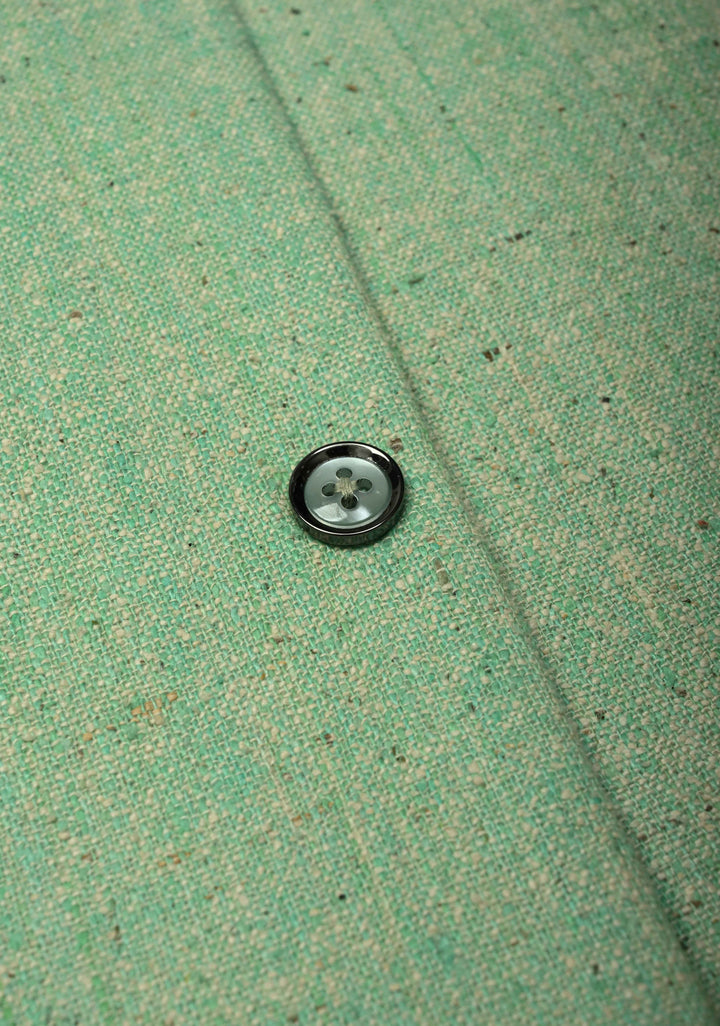 Size 44 : Men's Mint Green Jute Silk Nehru Jacket / Waistcoat