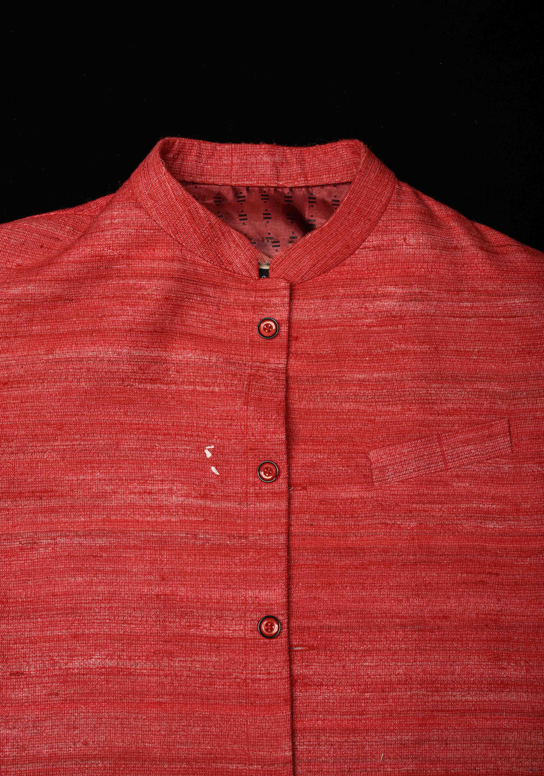 Size 40 : Brick Red Men's Jute Silk Nehru Jacket / Waistcoat