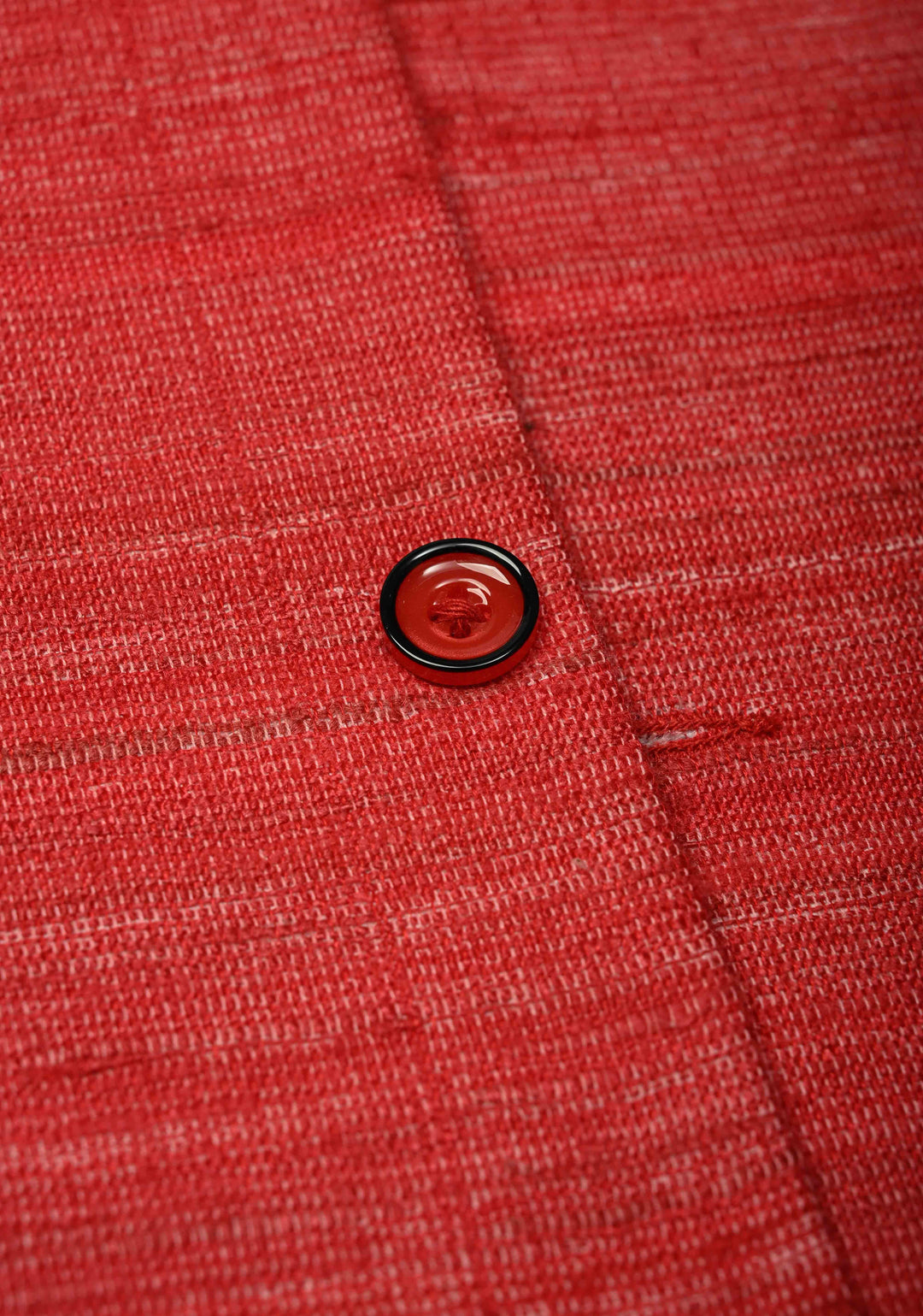 Size 40 : Brick Red Men's Jute Silk Nehru Jacket / Waistcoat