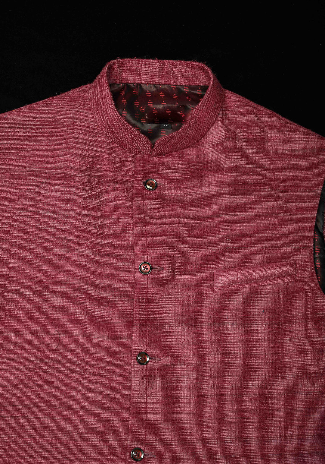 Size 42 : Dusty Plum Men's Jute Silk Nehru Jacket / Waistcoat