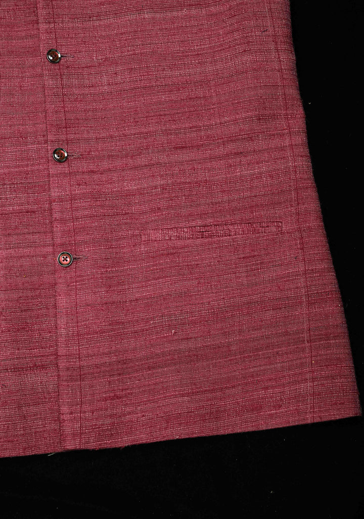 Size 42 : Dusty Plum Men's Jute Silk Nehru Jacket / Waistcoat
