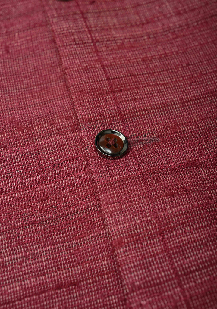 Size 42 : Dusty Plum Men's Jute Silk Nehru Jacket / Waistcoat