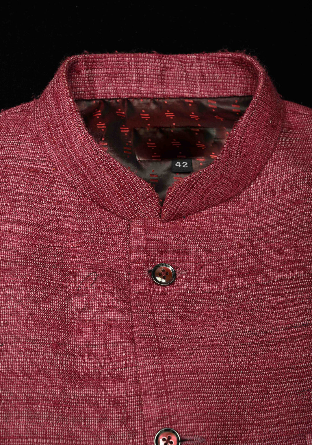 Size 42 : Dusty Plum Men's Jute Silk Nehru Jacket / Waistcoat
