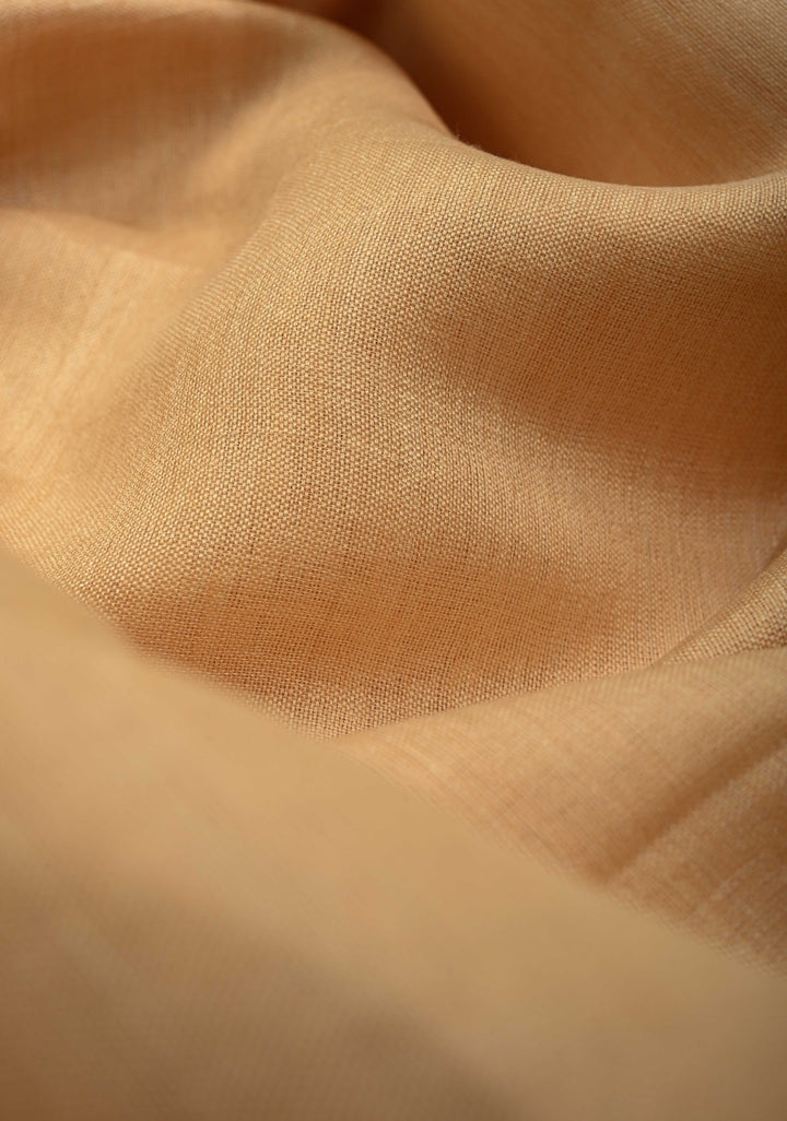 Beige Ahimsa Silk Saree with Muted Zari Border and Long Tassels | SILK MARK CERTIFIED | SHOBITAM