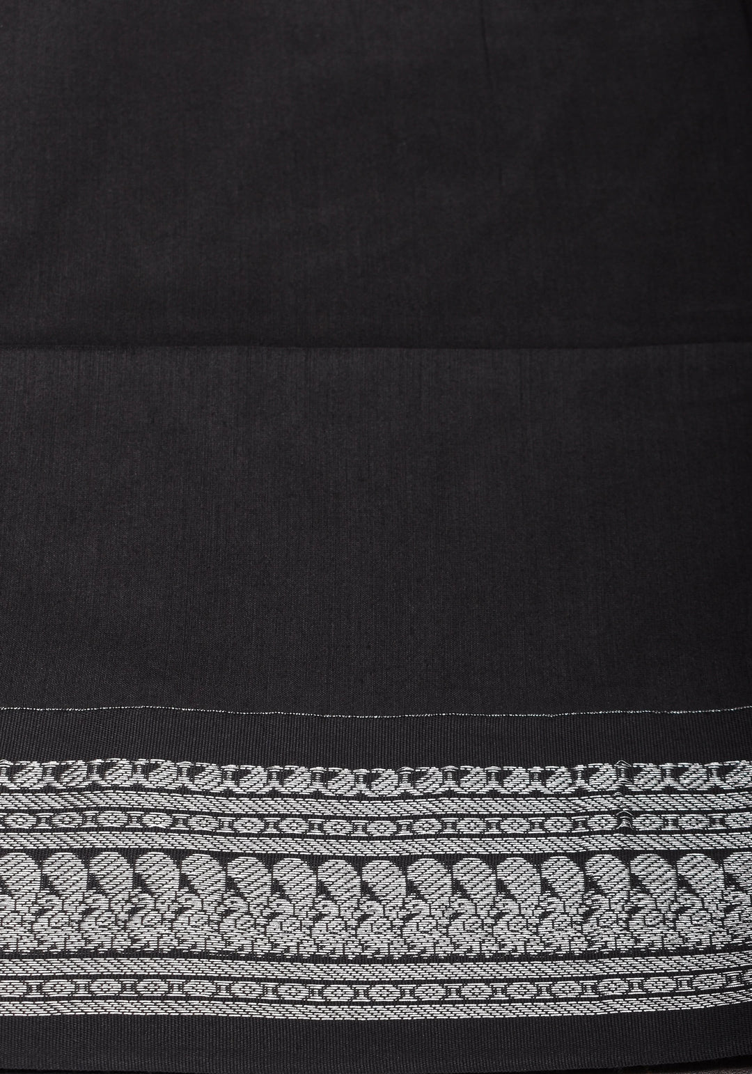Cotton Silk Saree in Black  with Silver  borders