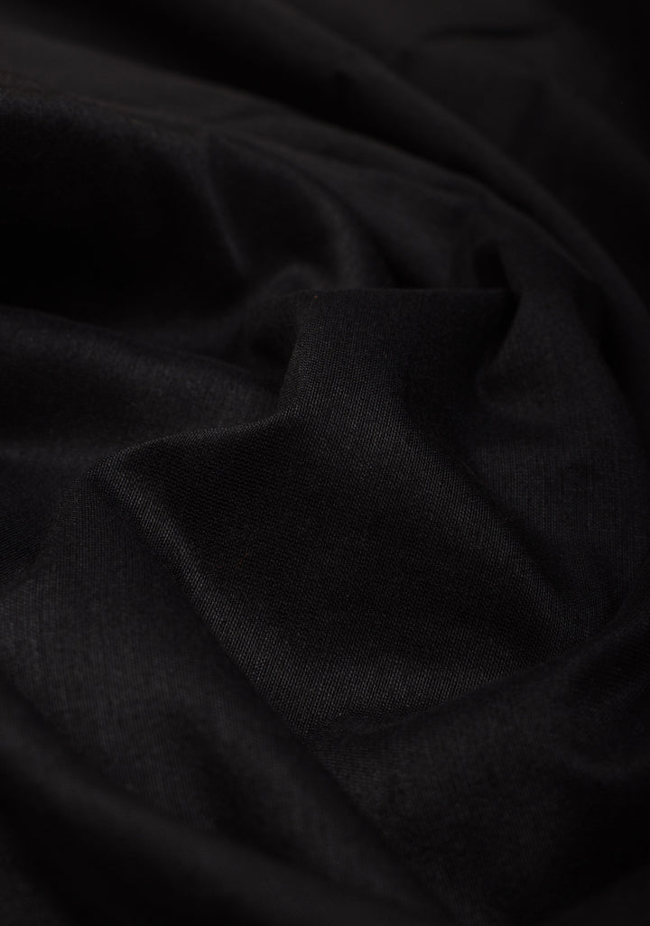 Black Cotton Silk Saree with Maroon Contrast Zari Border and Pallu