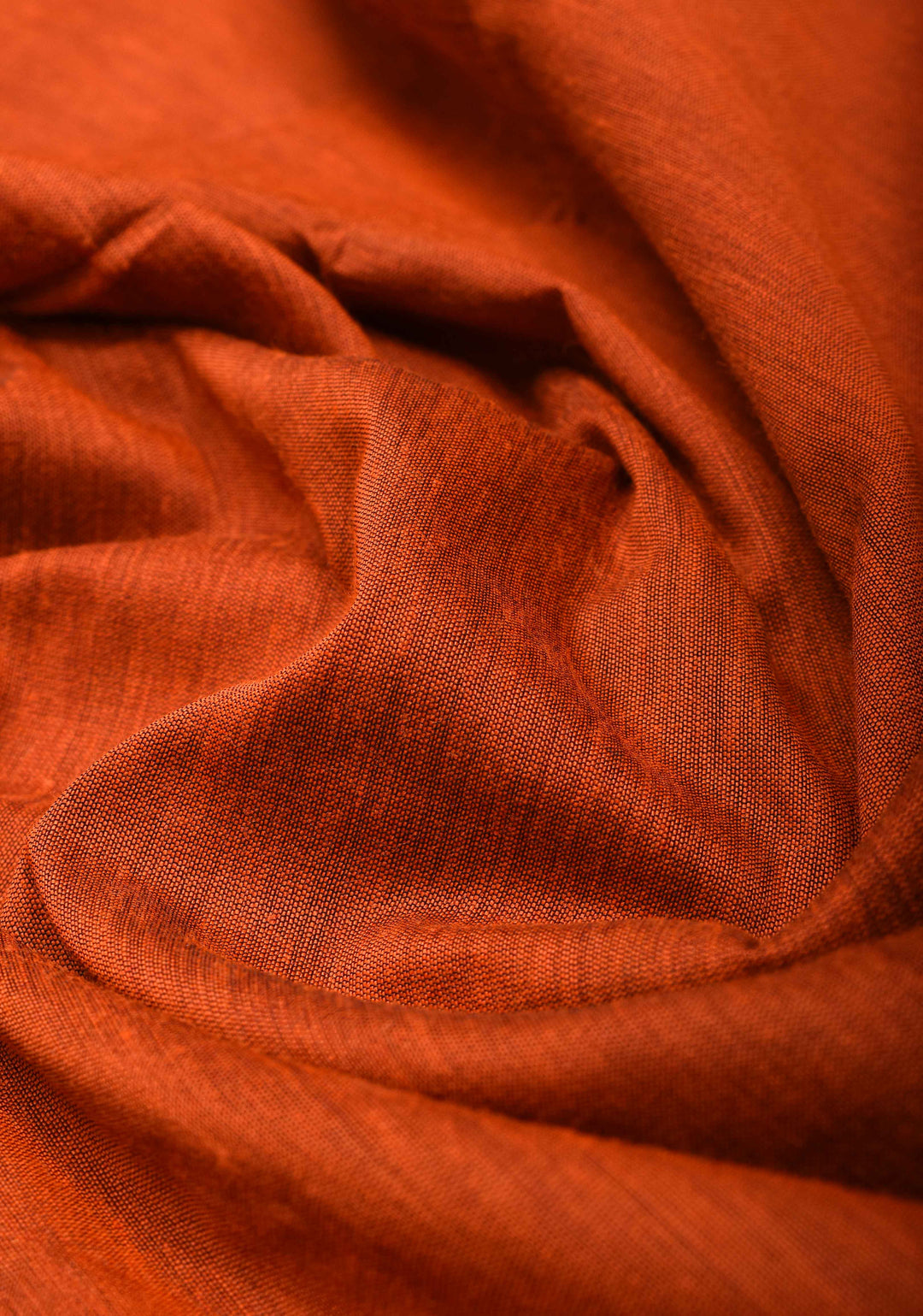 Orange Cotton Silk Saree with Green Contrast Borders and Pallu