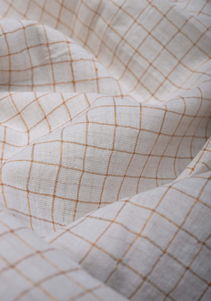 Madurai Cotton Saree in Off White with Zari Checks and Contrast Zari Borders, No Blouse Piece