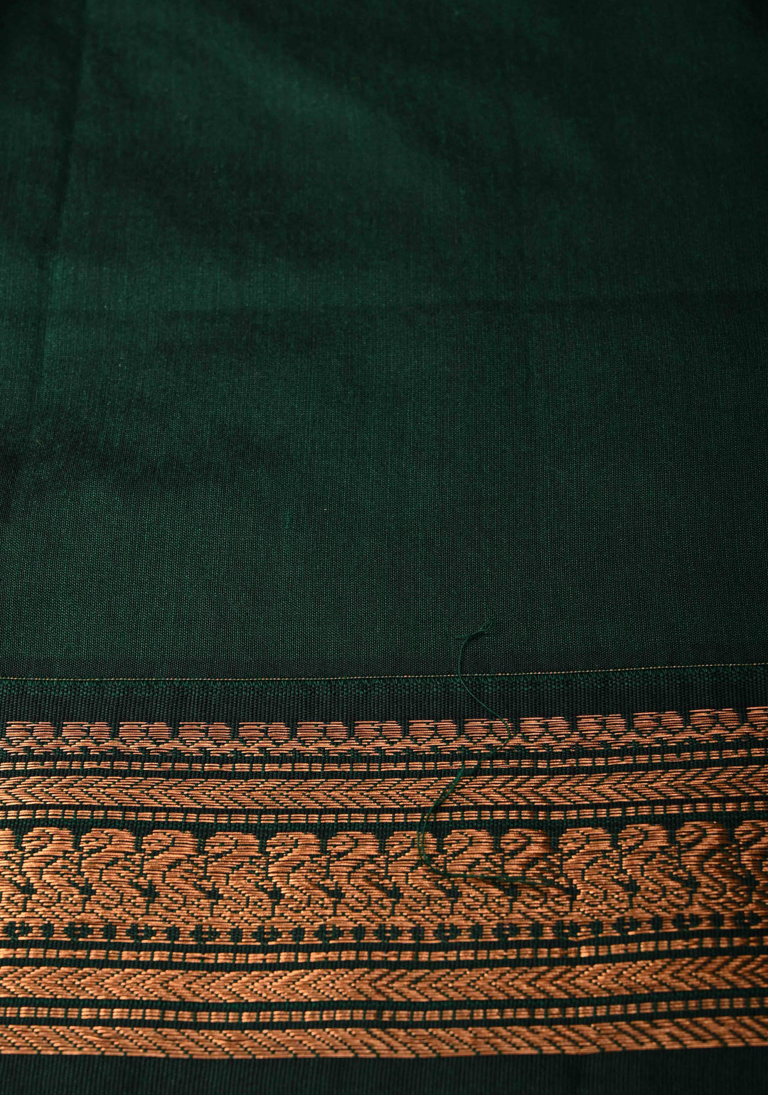 Dark Maue Cotton Silk Saree with Resham Butta and Green Zari Borders and Pallu