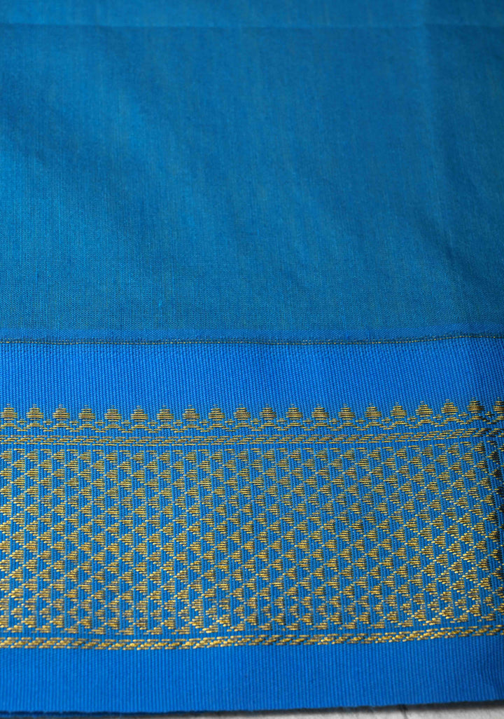 Electric Green Venkatagiri Cotton Silk Saree with Zari Border | SHOBITAM