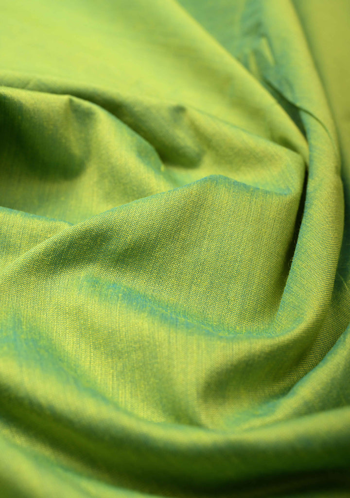 Electric Green Venkatagiri Cotton Silk Saree with Zari Border | SHOBITAM