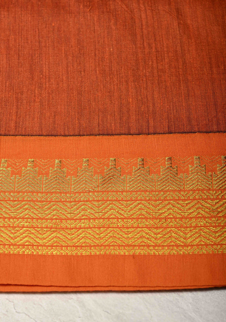 Ink Purple Venkatagiri Cotton Silk Saree with Contrast Zari Border
