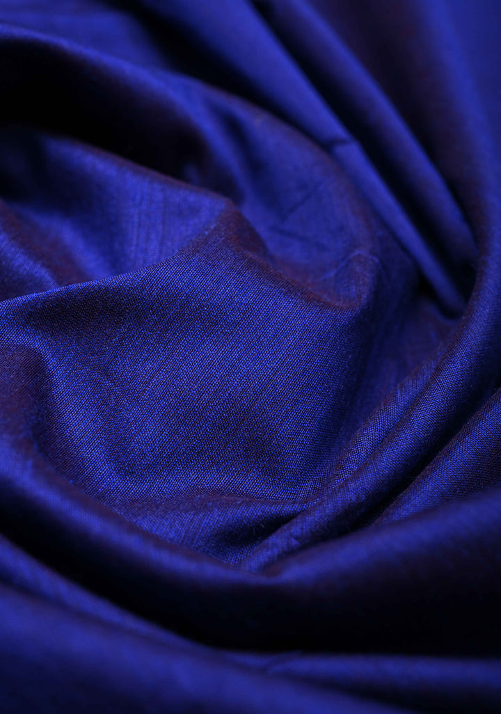 Ink Blue Venkatagiri Cotton Silk Saree with Contrast Zari Border