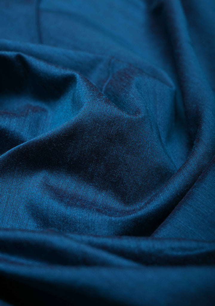 Peacock Blue Venkatagiri Cotton Silk Saree with Contrast Zari Border