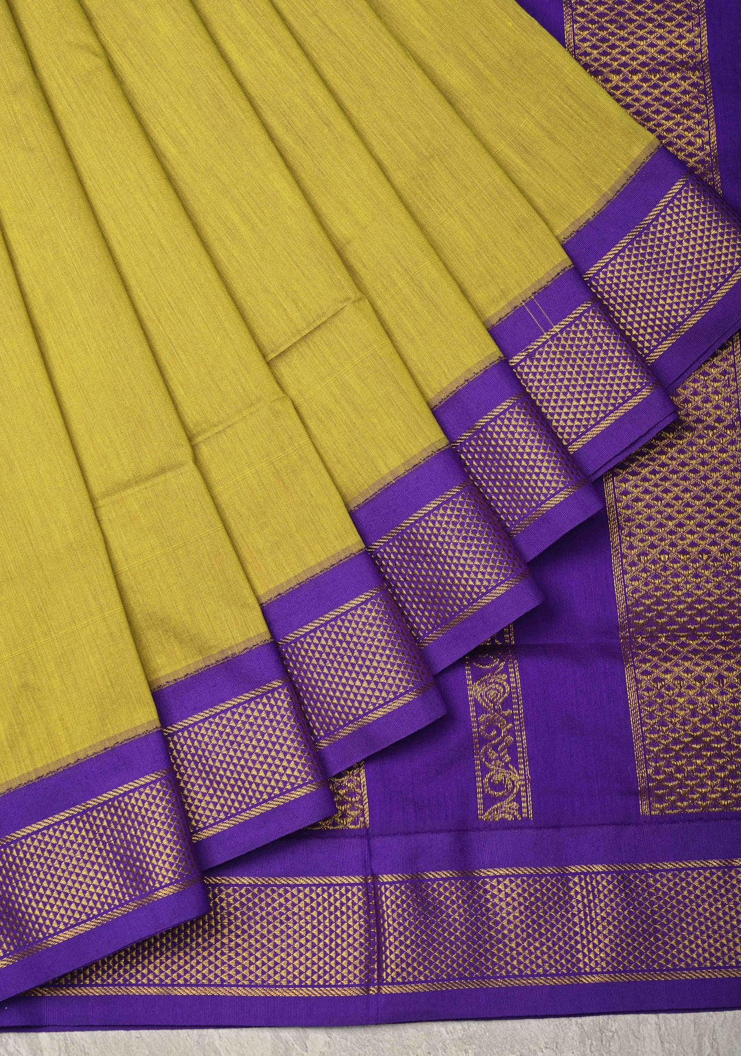 Henna Green Venkatagiri Cotton Silk Saree with Contrast Zari Border