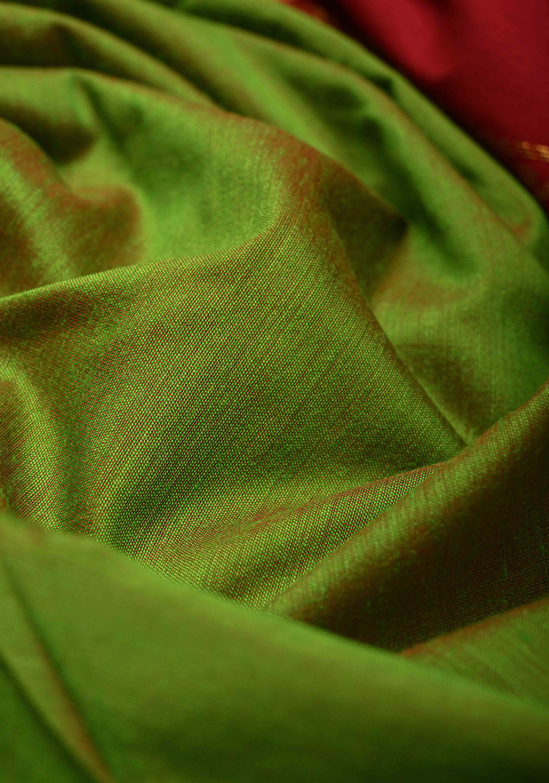 Parrot Green Dual tone Venkatagiri Cotton Silk Saree with Contrast Zari Border