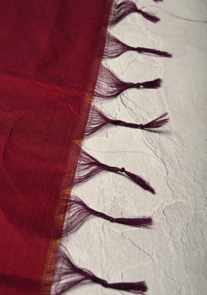 Camel Brown Venkatagiri Cotton Silk Saree with Contrast Zari Border