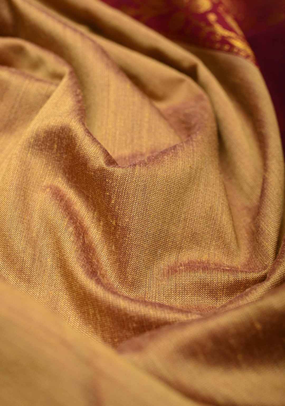 Camel Brown Venkatagiri Cotton Silk Saree with Contrast Zari Border