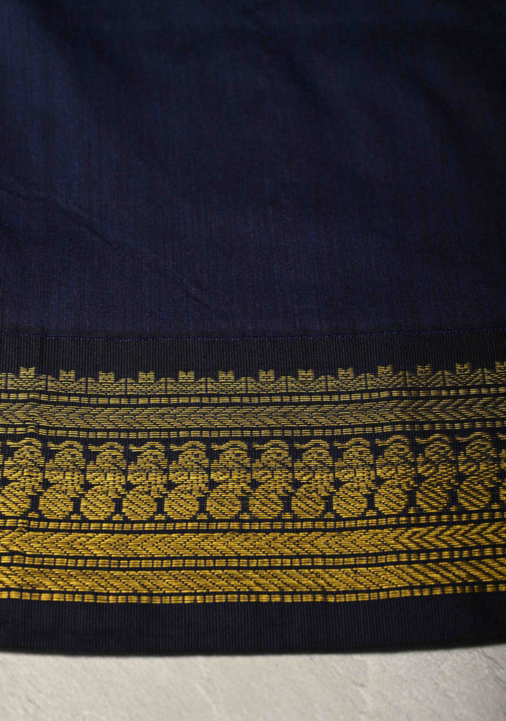 Dusty Amethyst Venkatagiri Cotton Silk Saree with Contrast Zari Border