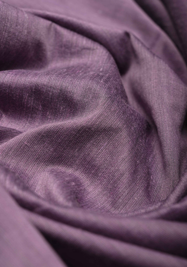 Dusty Amethyst Venkatagiri Cotton Silk Saree with Contrast Zari Border