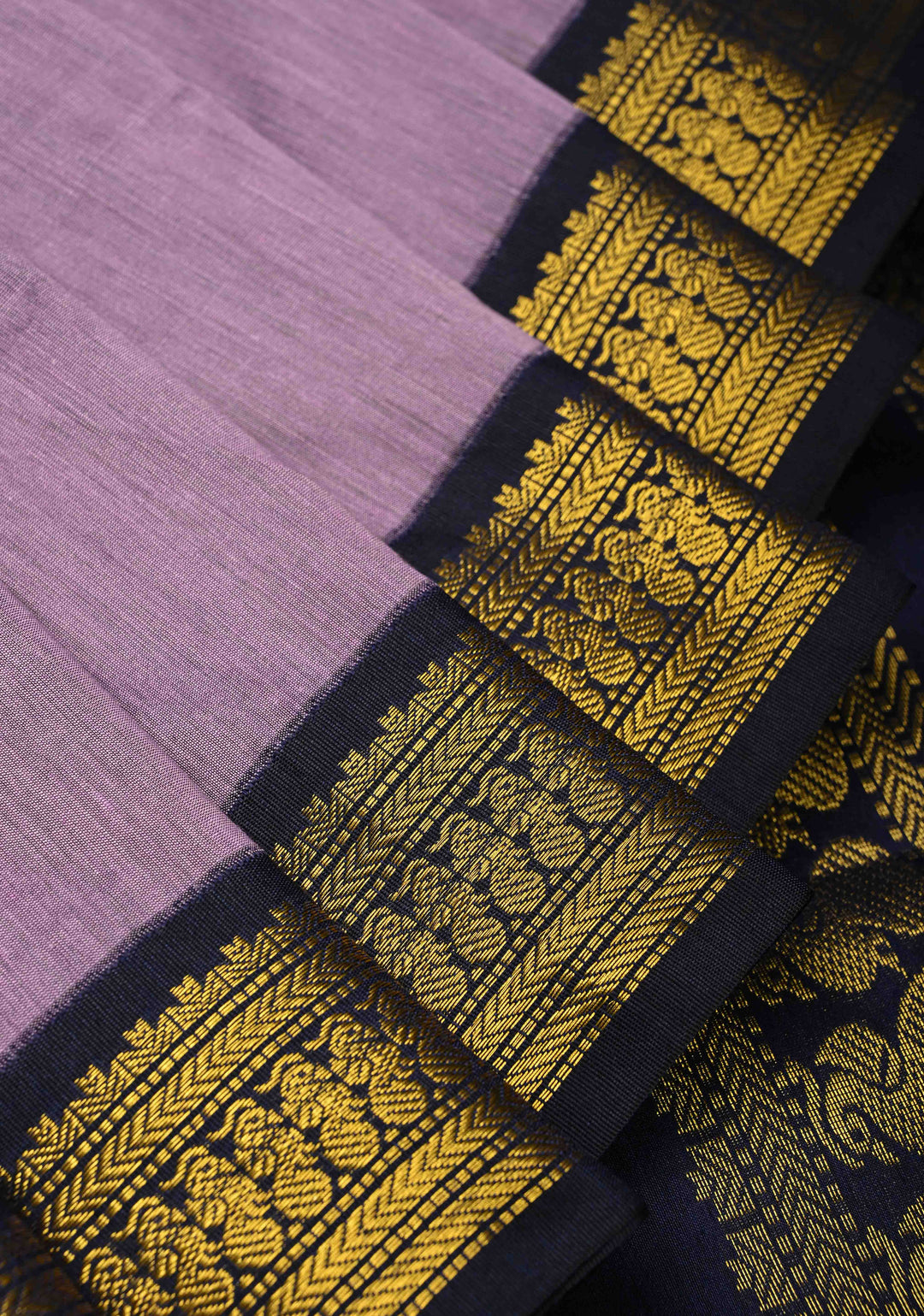 Dusty Amethyst Venkatagiri Cotton Silk Saree with Contrast Zari Border