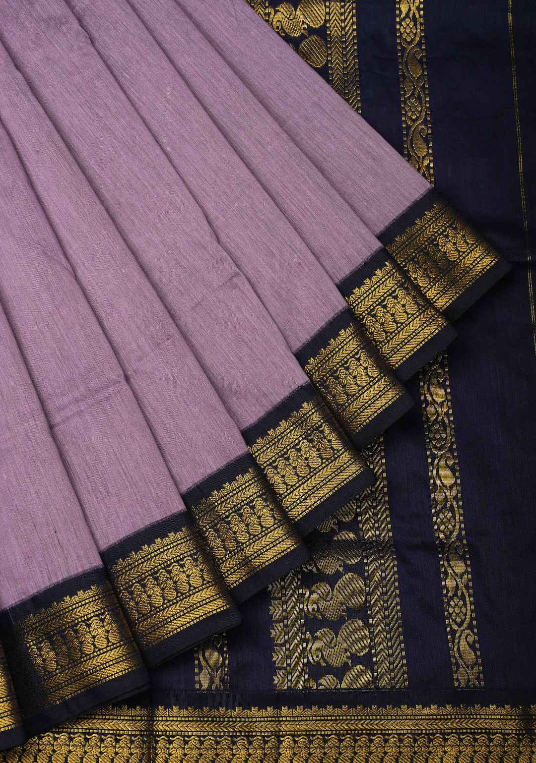 Dusty Amethyst Venkatagiri Cotton Silk Saree with Contrast Zari Border