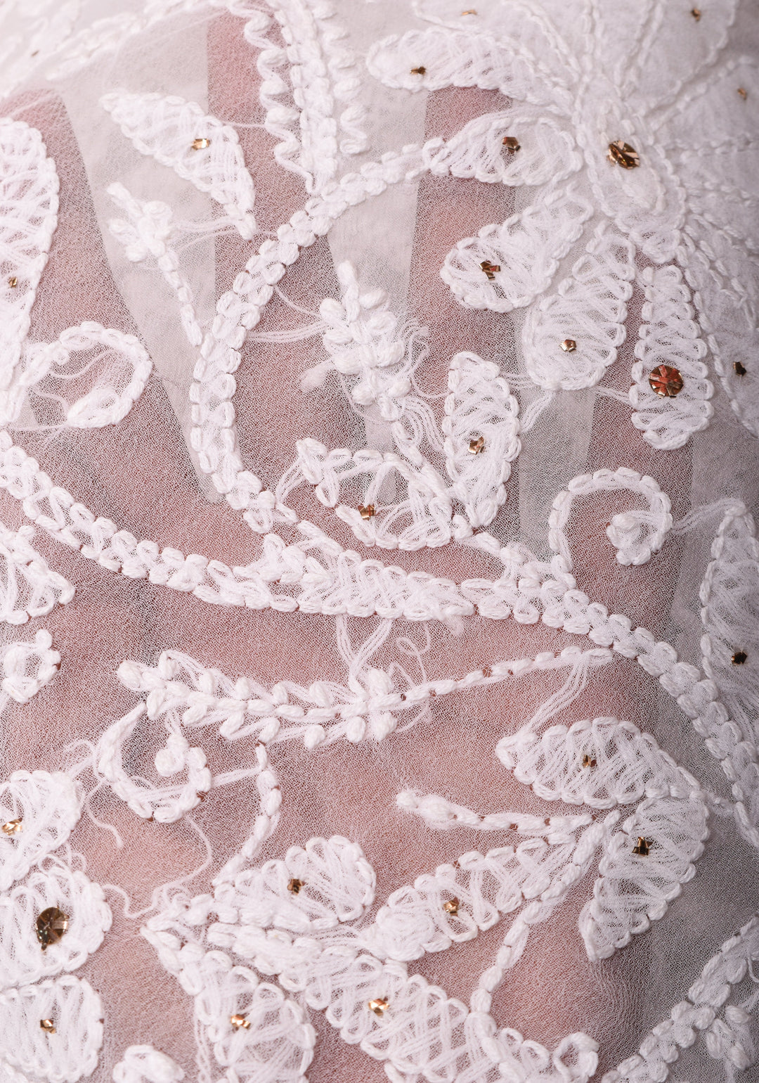 Authentic Hand Chikankari and Mukiesh Work on Off white Georgette Saree